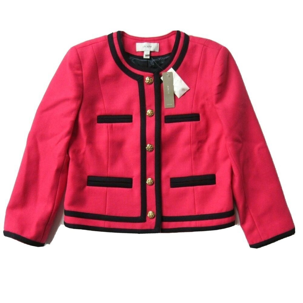 NWT J.Crew Lady Jacket in Berry Pink Double-Serge Wool Cropped Blazer 0